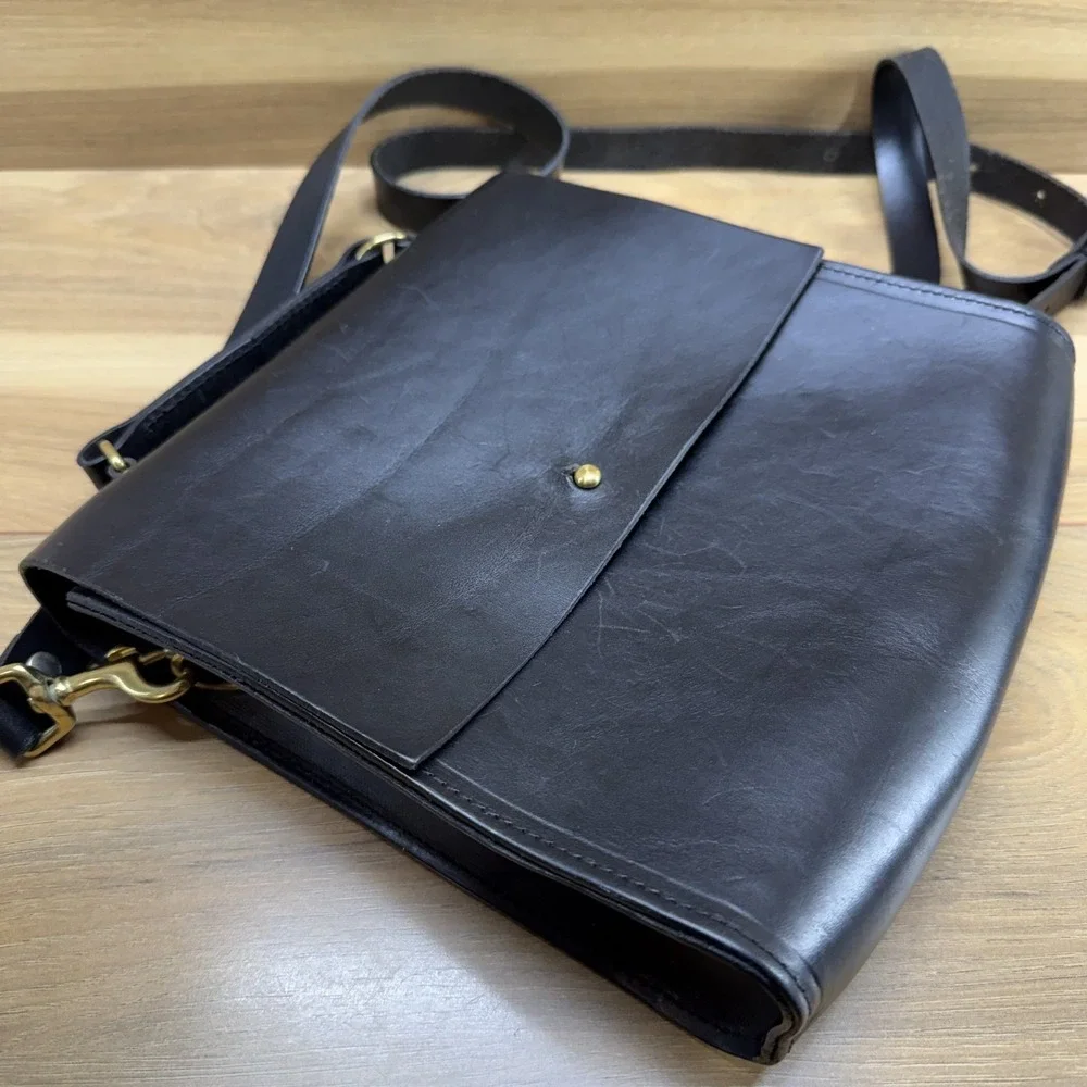 GRACE GORDON‎ Black Modern Leather Satchel Top Handle Minimalist Sleek UK